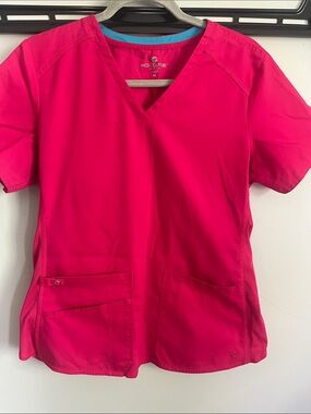 Med Couture Hot Pink V-Neck Scrub Top
